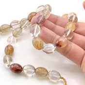 Red Rutile 12.5-13mm Smooth Barrel Shape AA+ Grade Gemstone Beads Strand - Total 1 Strand of 15 Inch.