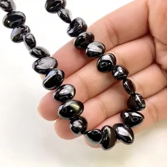Black Spinel 10.5-12.5mm Smooth Nugget Shape AAA Grade Gemstone Beads Strand - Total 1 Strand of 16 Inch.