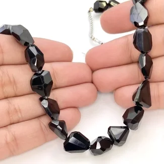 Black Spinel 9.5-15mm Faceted Nugget Shape AAA Grade Gemstone Beads Strand - Total 1 Strand of 21 Inch.