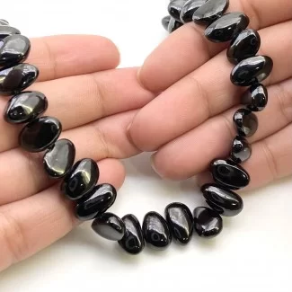 Black Spinel 12-14mm Smooth Nugget Shape AAA Grade Gemstone Beads Strand - Total 1 Strand of 16 Inch.