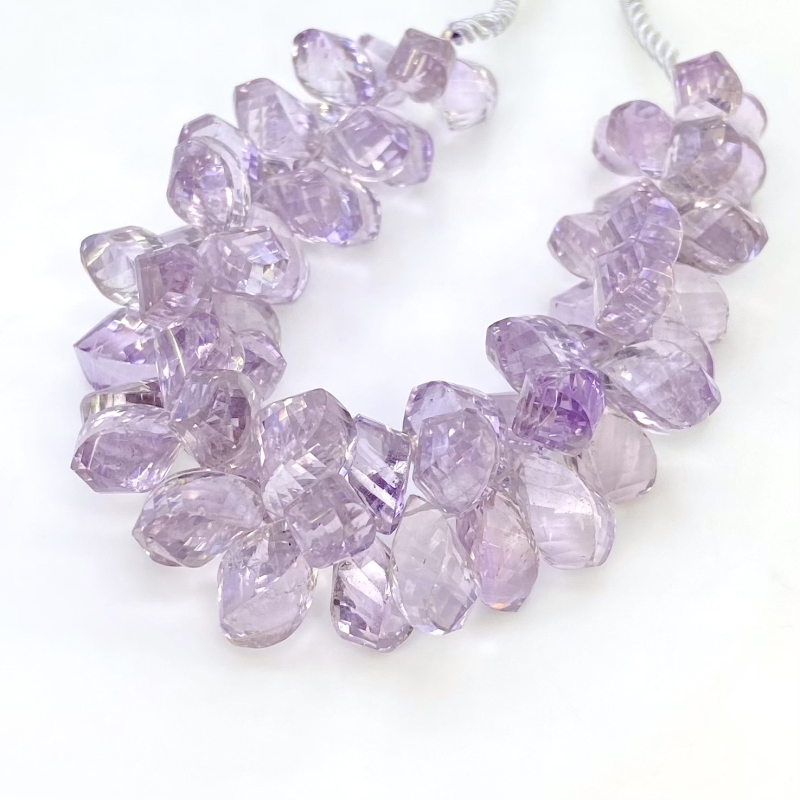 Pink Amethyst 12-16.5mm Briolette Twisted Shape AA+ Grade Gemstone Beads Strand - Total 1 Strand of 8 Inch.