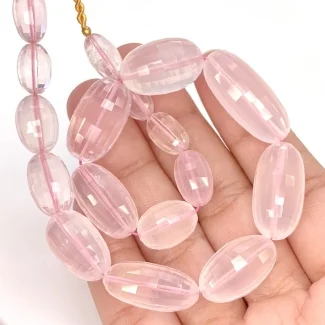 Rose Quartz 11-24mm Step Cut Barrel Shape AAA Grade Gemstone Beads Strand - Total 1 Strand of 11 Inch.