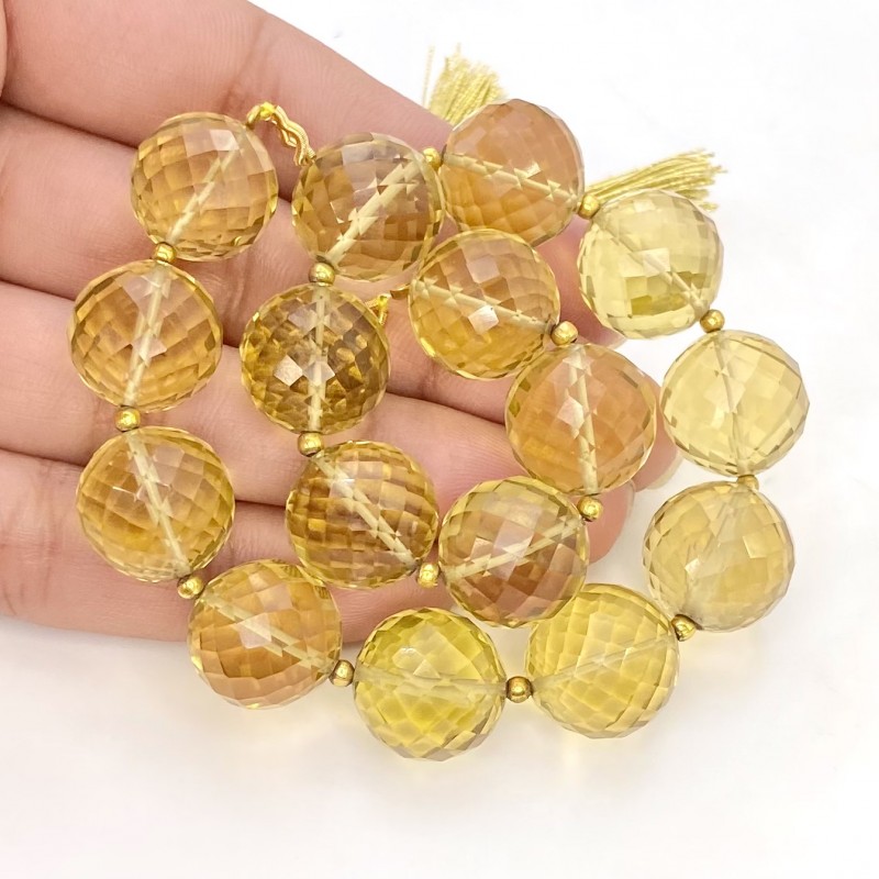 Beer Quartz 12.5-13.5mm Faceted Round Shape AAA Grade Gemstone Beads Strand - Total 1 Strand of 9 Inch.