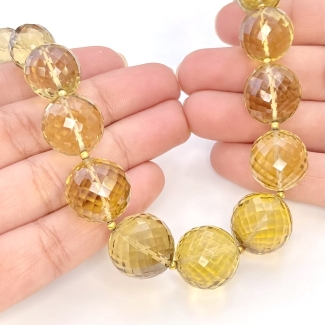 Beer Quartz 10-16mm Faceted Round Shape AAA Grade Gemstone Beads Strand - Total 1 Strand of 9 Inch.
