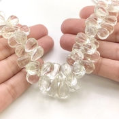 Crystal Quartz 11-14mm Carved Drop Shape AAA Grade Gemstone Beads Layout - Total 1 Strand of 7 Inch.