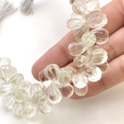 Crystal Quartz 11-14mm Carved Drop Shape AAA Grade Gemstone Beads Layout - Total 1 Strand of 7 Inch.