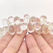 Crystal Quartz 11-14mm Carved Drop Shape AAA Grade Gemstone Beads Layout - Total 1 Strand of 7 Inch.