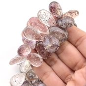 Strawberry Quartz 15-24mm Smooth Pear Shape AA+ Grade Gemstone Beads Strand - Total 1 Strand of 7 Inch.