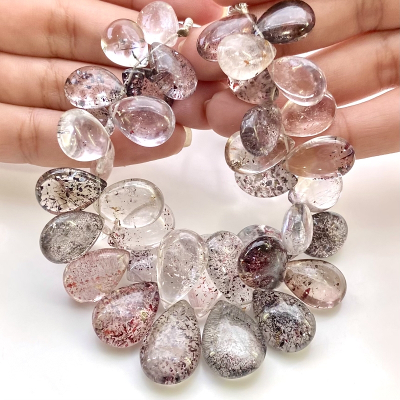 Strawberry Quartz 15-24mm Smooth Pear Shape AA+ Grade Gemstone Beads Strand - Total 1 Strand of 7 Inch.