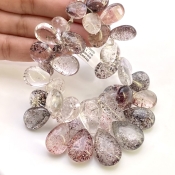 Strawberry Quartz 15-24mm Smooth Pear Shape AA+ Grade Gemstone Beads Strand - Total 1 Strand of 7 Inch.