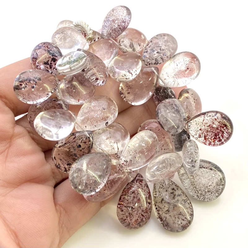 Strawberry Quartz 15-24mm Smooth Pear Shape AA+ Grade Gemstone Beads Strand - Total 1 Strand of 7 Inch.