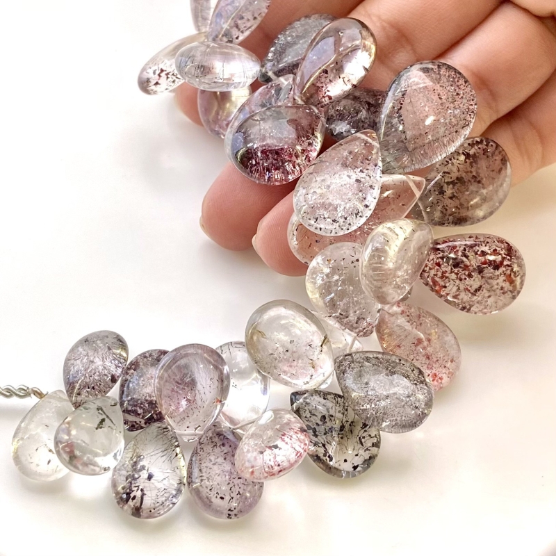 Strawberry Quartz 15-24mm Smooth Pear Shape AA+ Grade Gemstone Beads Strand - Total 1 Strand of 7 Inch.