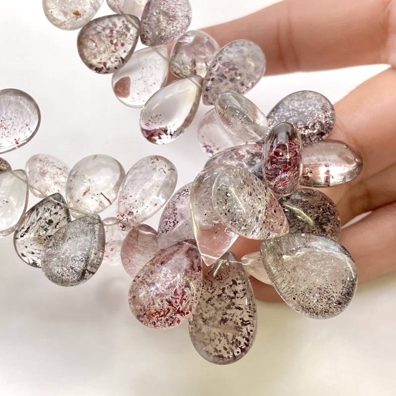 Strawberry Quartz 15-24mm Smooth Pear Shape AA+ Grade Gemstone Beads Strand - Total 1 Strand of 7 Inch.