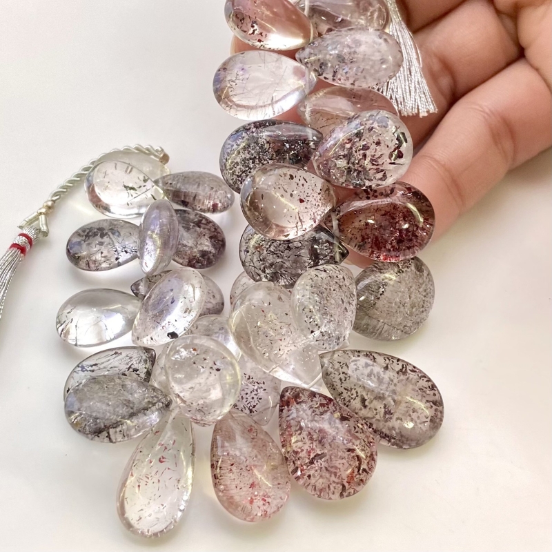 Strawberry Quartz 15-24mm Smooth Pear Shape AA+ Grade Gemstone Beads Strand - Total 1 Strand of 7 Inch.