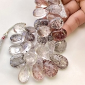 Strawberry Quartz 15-24mm Smooth Pear Shape AA+ Grade Gemstone Beads Strand - Total 1 Strand of 7 Inch.