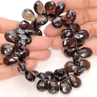 Smoky Quartz 12-15mm Briolette Pear Shape AAA Grade Gemstone Beads Strand - Total 1 Strand of 8 Inch.