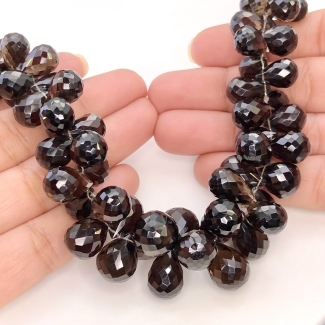 Smoky Quartz 9.5-17.5mm Briolette Drop Shape AAA Grade Gemstone Beads Strand - Total 1 Strand of 8 Inch.