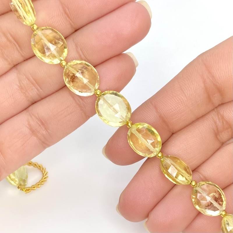 Lemon Quartz 12mm Faceted Oval Shape AAA+ Grade Gemstone Beads Strand - Total 1 Strand of 11 Inch.