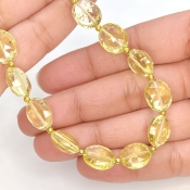 Lemon Quartz 12mm Faceted Oval Shape AAA+ Grade Gemstone Beads Strand - Total 1 Strand of 11 Inch.