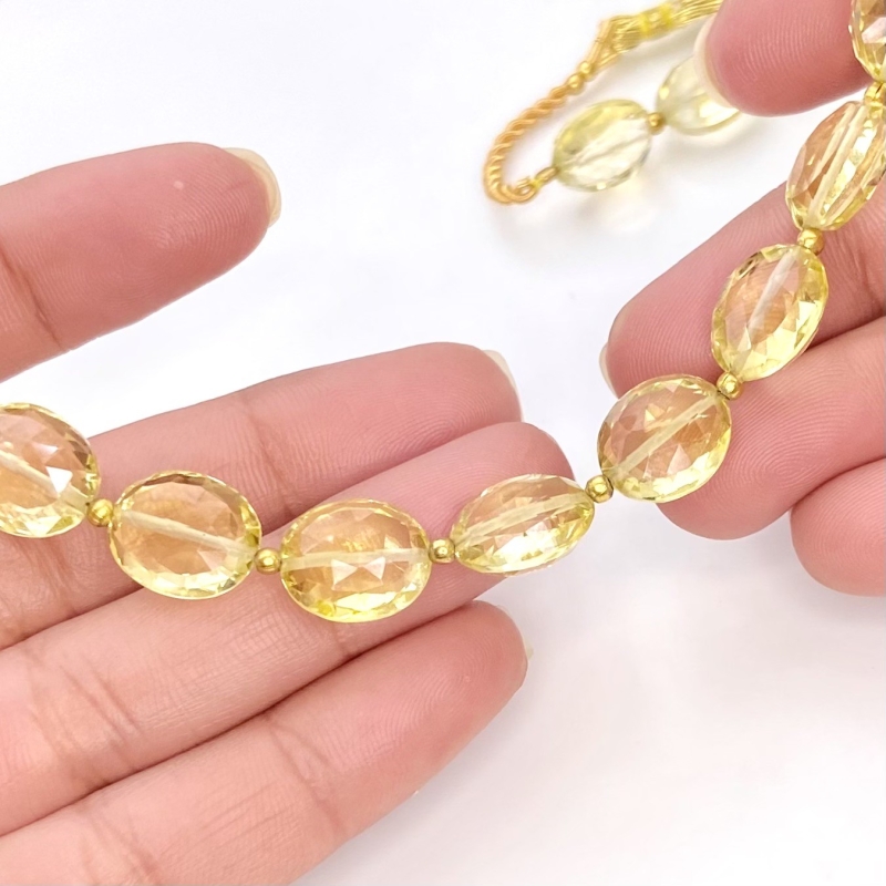Lemon Quartz 12mm Faceted Oval Shape AAA+ Grade Gemstone Beads Strand - Total 1 Strand of 11 Inch.
