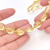 Lemon Quartz 12mm Faceted Oval Shape AAA+ Grade Gemstone Beads Strand - Total 1 Strand of 11 Inch.