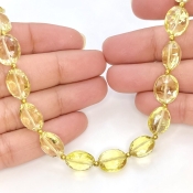Lemon Quartz 12mm Faceted Oval Shape AAA+ Grade Gemstone Beads Strand - Total 1 Strand of 11 Inch.