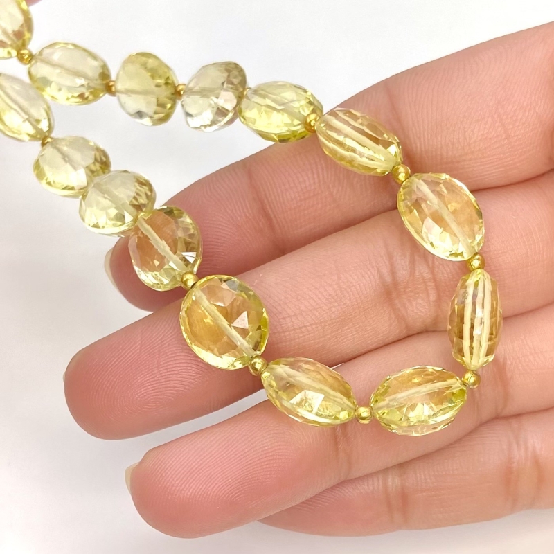 Lemon Quartz 12mm Faceted Oval Shape AAA+ Grade Gemstone Beads Strand - Total 1 Strand of 11 Inch.