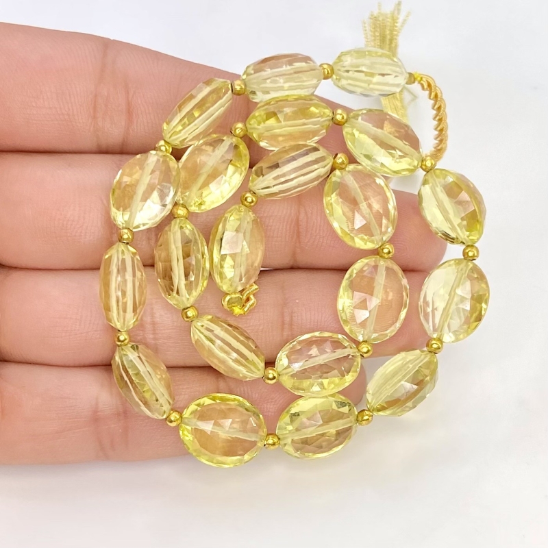 Lemon Quartz 12mm Faceted Oval Shape AAA+ Grade Gemstone Beads Strand - Total 1 Strand of 11 Inch.