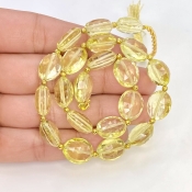 Lemon Quartz 12mm Faceted Oval Shape AAA+ Grade Gemstone Beads Strand - Total 1 Strand of 11 Inch.