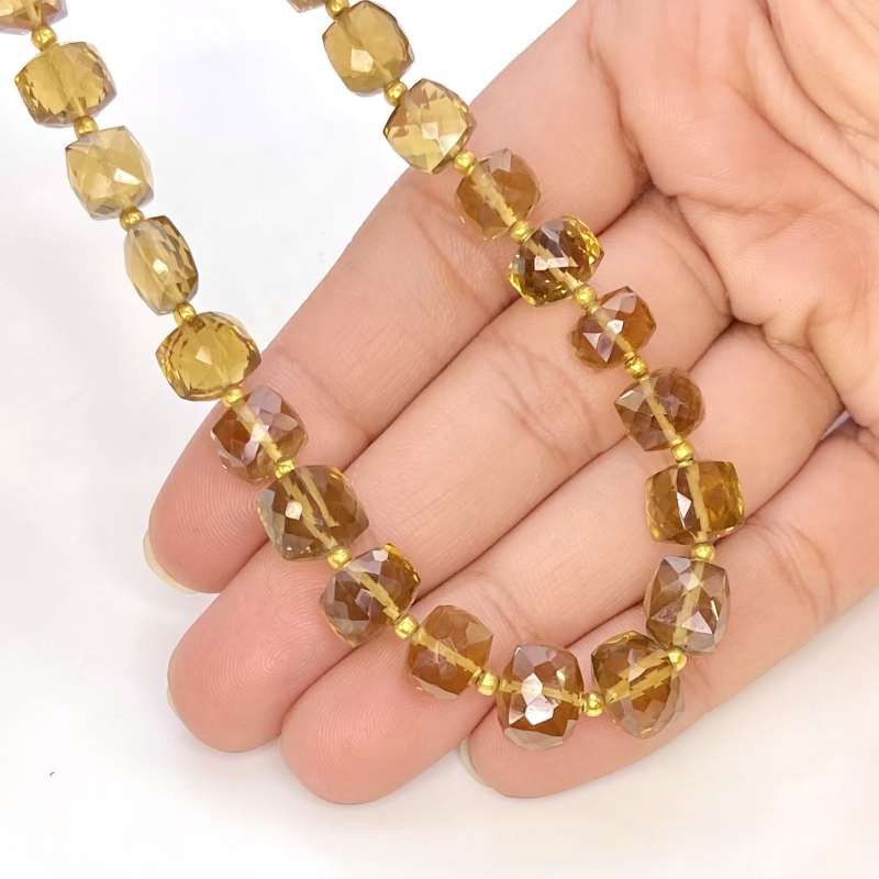Whisky Quartz 6-10mm Faceted Cube Shape AA+ Grade Gemstone Beads Strand - Total 1 Strand of 10 Inch.