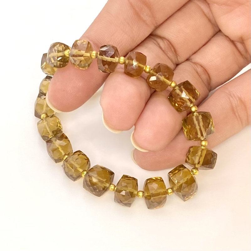 Whisky Quartz 6-10mm Faceted Cube Shape AA+ Grade Gemstone Beads Strand - Total 1 Strand of 10 Inch.