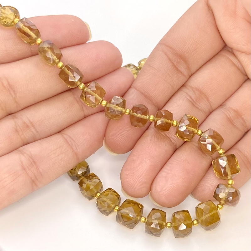 Whisky Quartz 6-10mm Faceted Cube Shape AA+ Grade Gemstone Beads Strand - Total 1 Strand of 10 Inch.