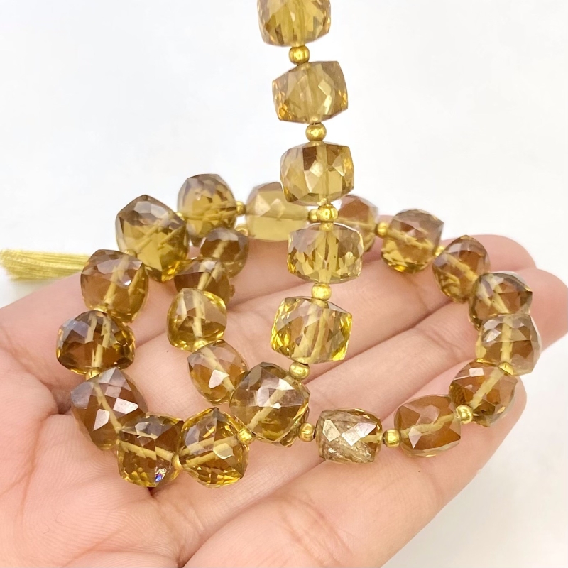 Whisky Quartz 6-10mm Faceted Cube Shape AA+ Grade Gemstone Beads Strand - Total 1 Strand of 10 Inch.