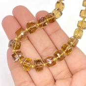 Whisky Quartz 6-10mm Faceted Cube Shape AA+ Grade Gemstone Beads Strand - Total 1 Strand of 10 Inch.