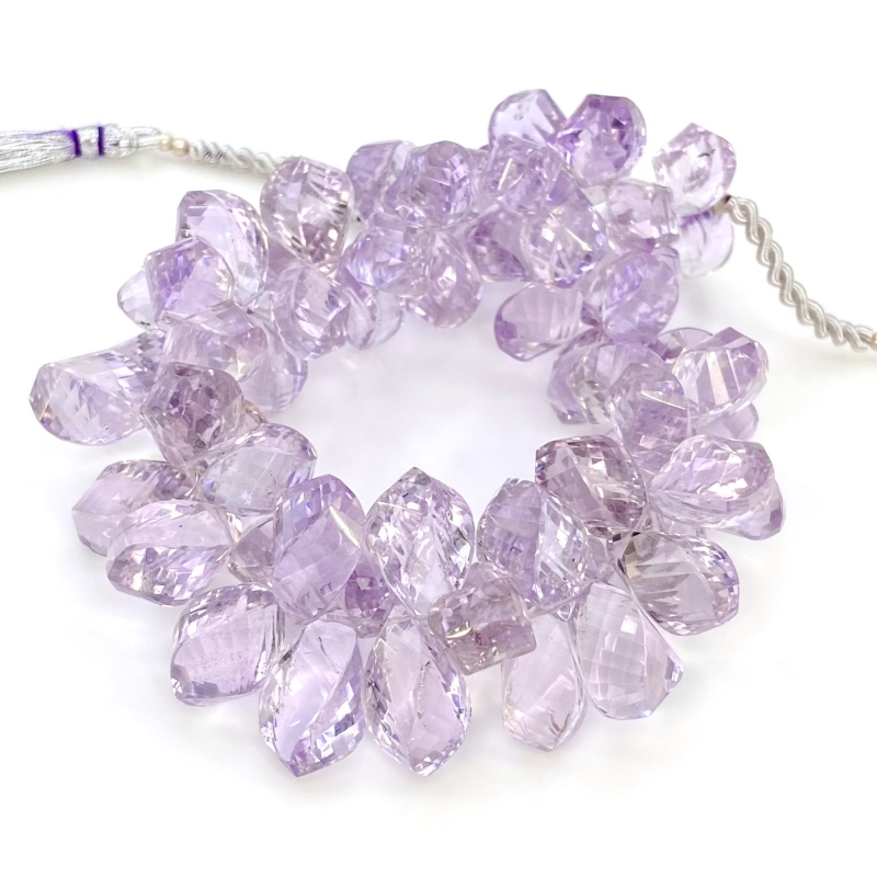 Pink Amethyst 11.5-15.5mm Briolette Twisted Shape AA+ Grade Gemstone Beads Strand - Total 1 Strand of 7 Inch.