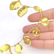 Lemon Quartz 15-20mm Briolette Mango Shape AAA+ Grade Gemstone Beads Layout - Total 1 Strand of 9 Inch.