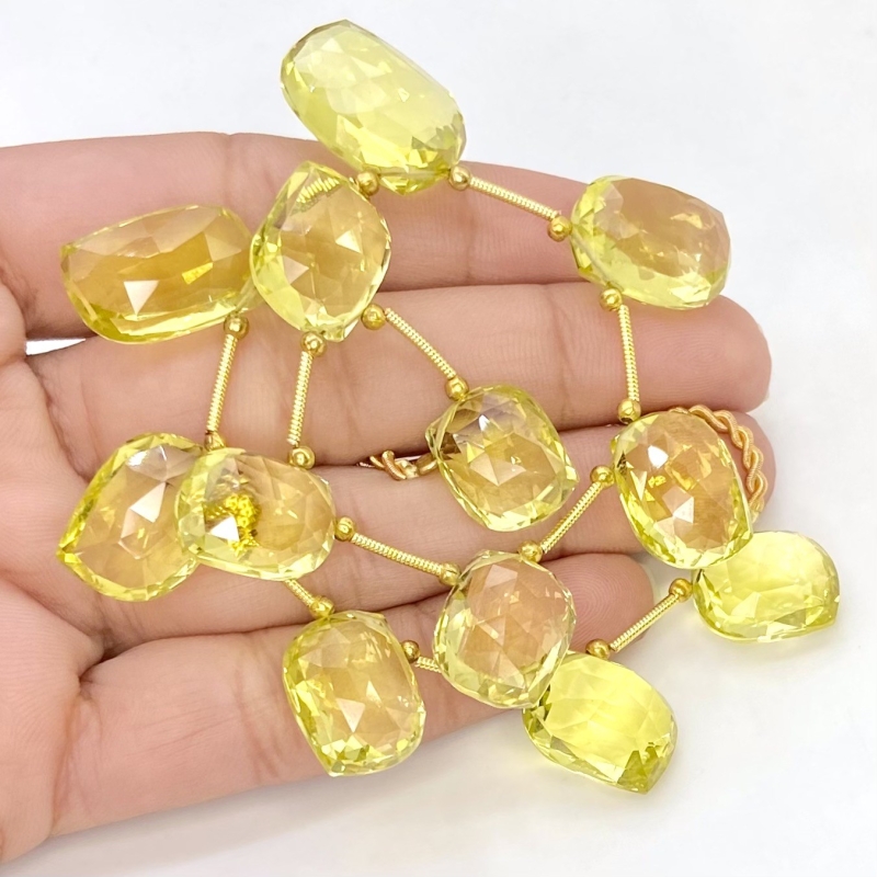 Lemon Quartz 15-20mm Briolette Mango Shape AAA+ Grade Gemstone Beads Layout - Total 1 Strand of 9 Inch.