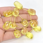 Lemon Quartz 15-20mm Briolette Mango Shape AAA+ Grade Gemstone Beads Layout - Total 1 Strand of 9 Inch.