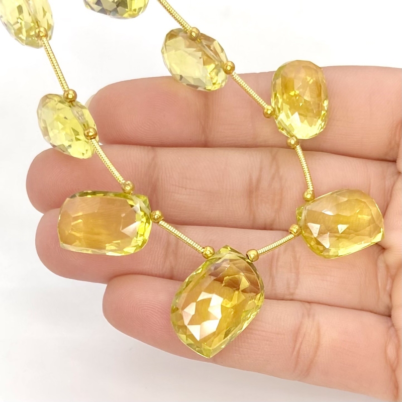 Lemon Quartz 15-20mm Briolette Mango Shape AAA+ Grade Gemstone Beads Layout - Total 1 Strand of 9 Inch.