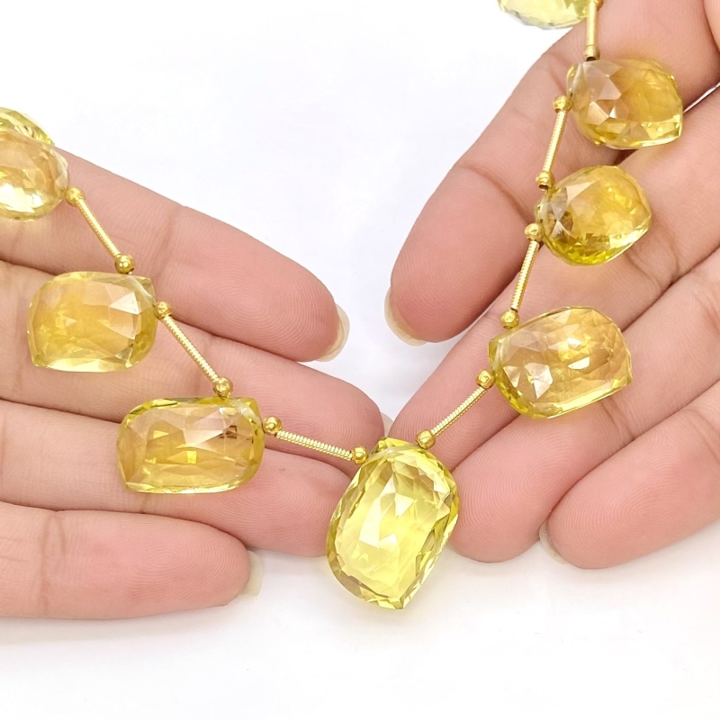 Lemon Quartz 15-20mm Briolette Mango Shape AAA+ Grade Gemstone Beads Layout - Total 1 Strand of 9 Inch.