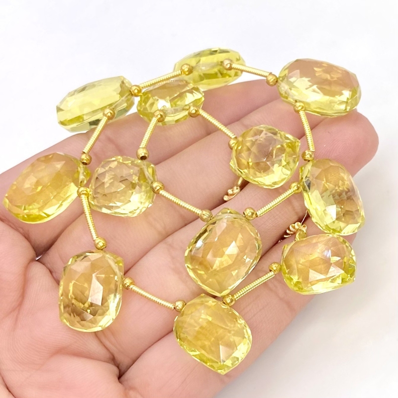 Lemon Quartz 15-20mm Briolette Mango Shape AAA+ Grade Gemstone Beads Layout - Total 1 Strand of 9 Inch.