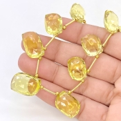 Lemon Quartz 15-20mm Briolette Mango Shape AAA+ Grade Gemstone Beads Layout - Total 1 Strand of 9 Inch.