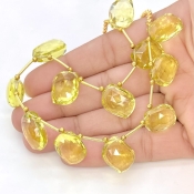 Lemon Quartz 15-20mm Briolette Mango Shape AAA+ Grade Gemstone Beads Layout - Total 1 Strand of 9 Inch.