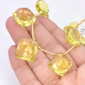 Lemon Quartz 12-16mm Briolette Square Shape AAA+ Grade Gemstone Beads Layout - Total 1 Strand of 9 Inch.