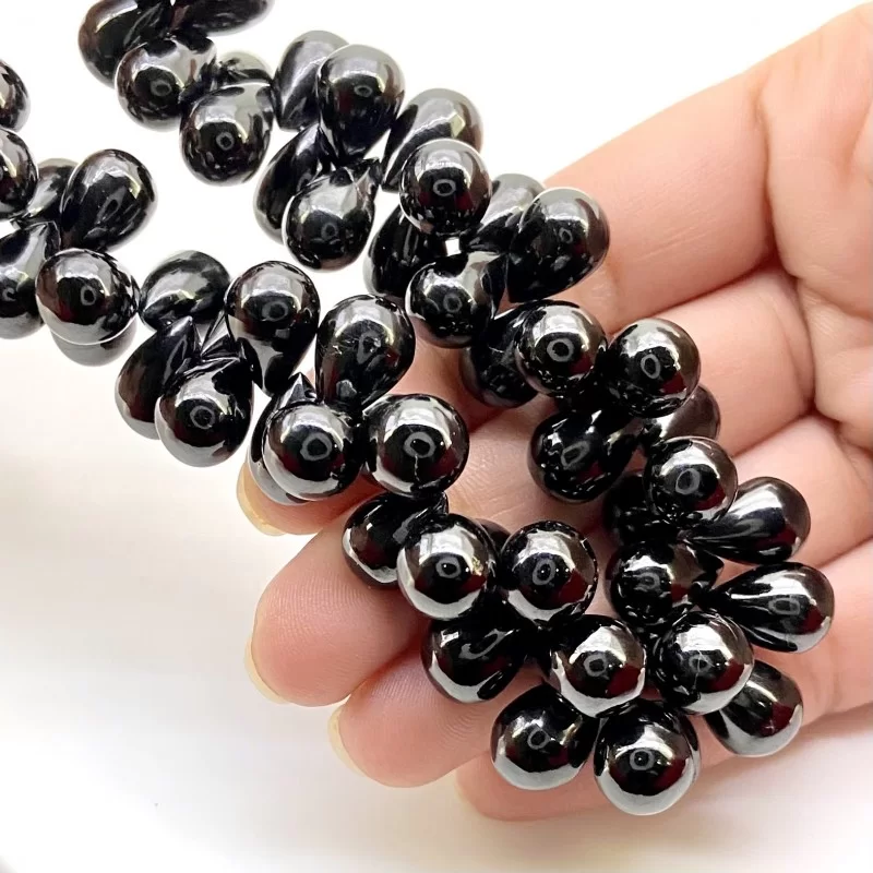 Black Spinel 12-14mm Smooth Drop Shape AAA Grade Gemstone Beads Strand - Total 1 Strand of 8 Inch.