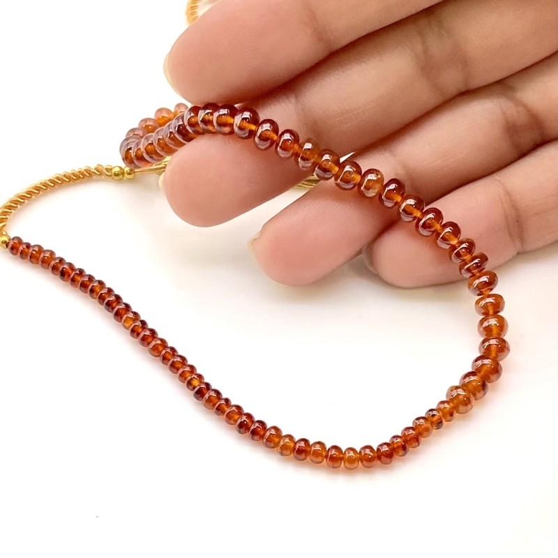 Hessonite Garnet 3-4.5mm Smooth Rondelle Shape AAA Grade Gemstone Beads Strand - Total 1 Strand of 11 Inch.