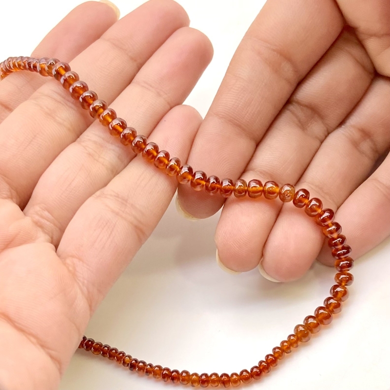 Hessonite Garnet 3-4.5mm Smooth Rondelle Shape AAA Grade Gemstone Beads Strand - Total 1 Strand of 11 Inch.
