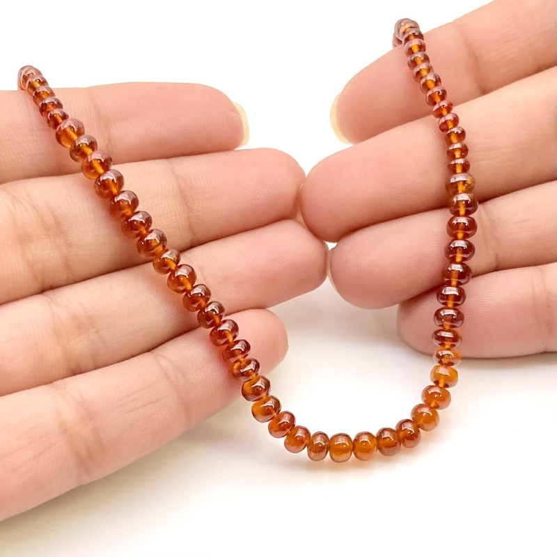 Hessonite Garnet 3-4.5mm Smooth Rondelle Shape AAA Grade Gemstone Beads Strand - Total 1 Strand of 11 Inch.