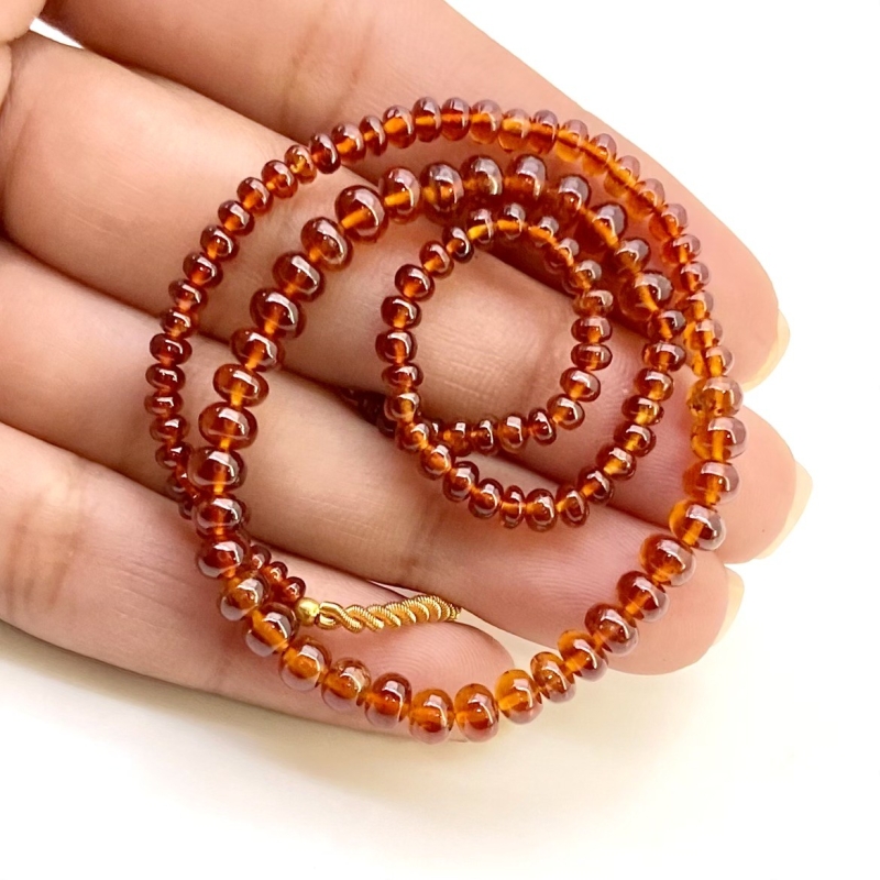 Hessonite Garnet 3-4.5mm Smooth Rondelle Shape AAA Grade Gemstone Beads Strand - Total 1 Strand of 11 Inch.