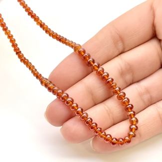 Hessonite Garnet 3-4.5mm Smooth Rondelle Shape AAA Grade Gemstone Beads Strand - Total 1 Strand of 11 Inch.